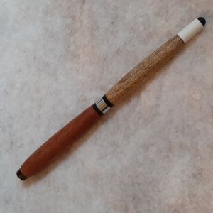 Ink pen, made with 2 different types of wood, homemade, refillable, black ink